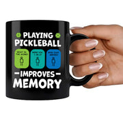 Playing Pickleball Improves Memory Ceramic Mug 11 oz Black - Panvola