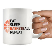 Eat Sleep Basketball Repeat Ceramic Mug 11 oz White - Panvola