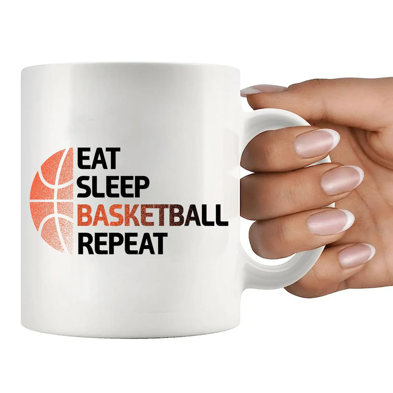 Eat Sleep Basketball Repeat Ceramic Mug 11 oz White - Panvola