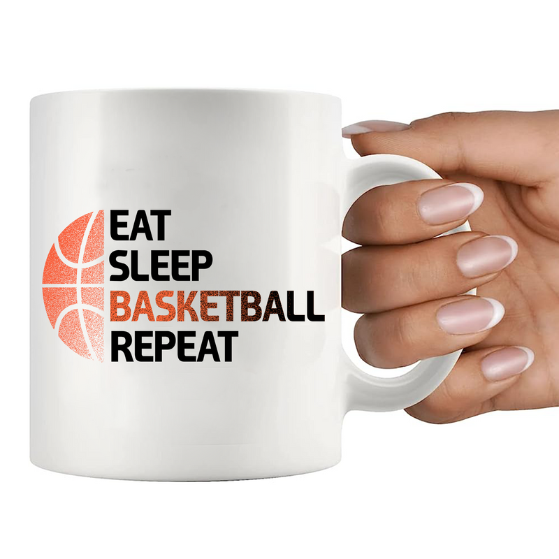 Eat Sleep Basketball Repeat Ceramic Mug 11 oz White