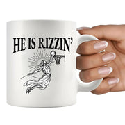 He Is Rizzin' Ceramic Mug 11 oz White - Panvola