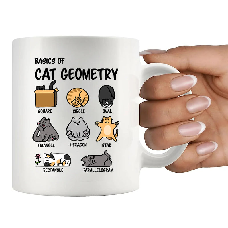Basics Of Cat Geometry Ceramic Mug 11 oz White - Panvola