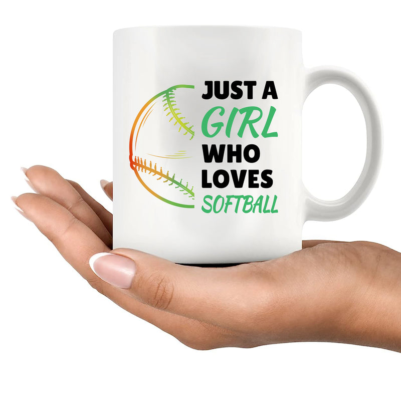 Just A Girl Who Loves Softball Ceramic Mug 11 oz White