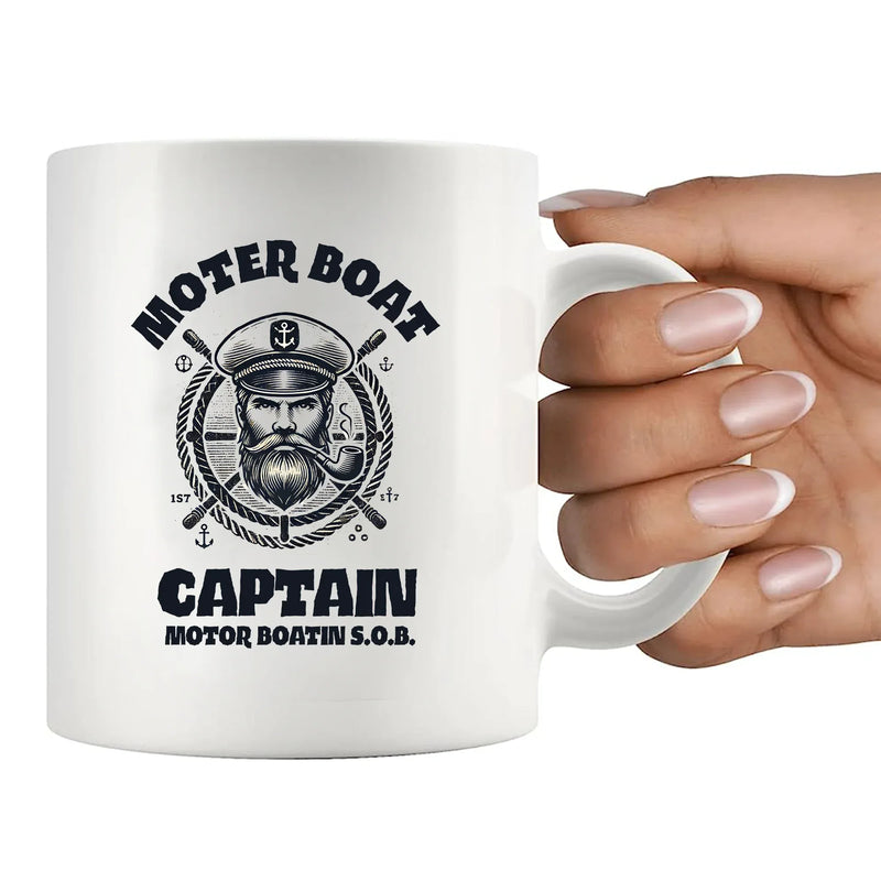 Motor Boat Captain Motor Boatin S.O.B. Ceramic Mug 11 oz White - Panvola