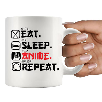 Eat Sleep Anime Repeat Ceramic Mug 11 oz White