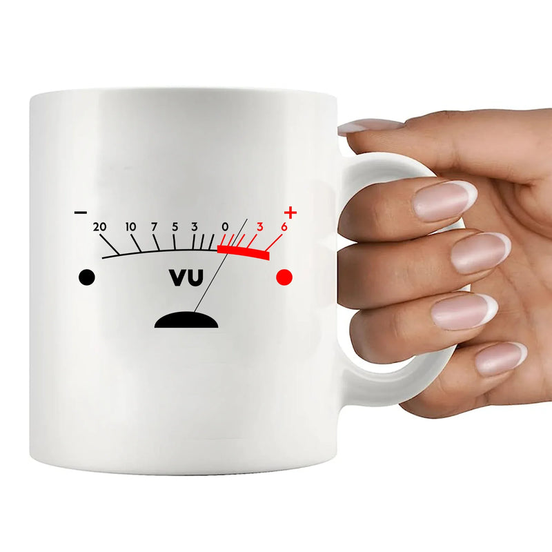 VU Meter Retro Music Ceramic Mug 11 oz White - Panvola