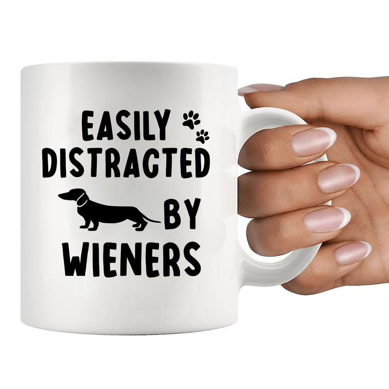 Easily Distracted By Wieners Ceramic Mug 11 oz White.