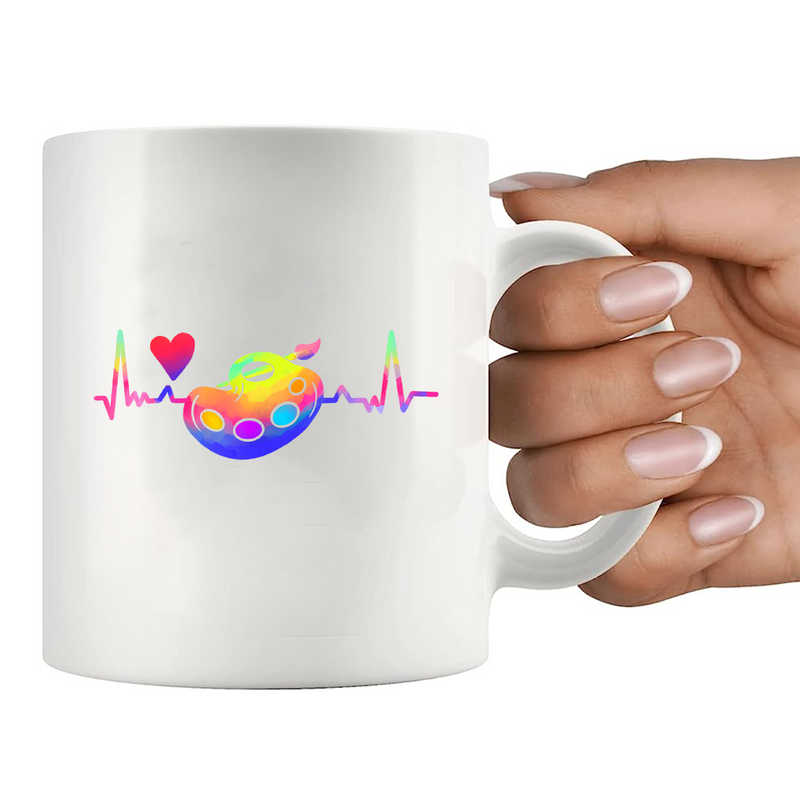 Paint Palette Brush Heart Rate Ceramic Mug 11 oz White