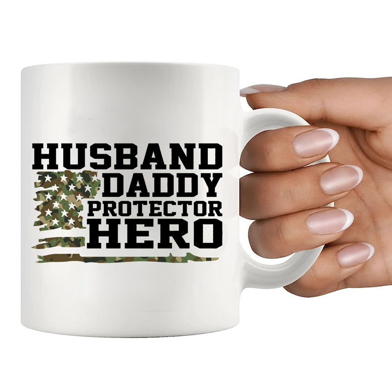 Husband. Daddy. Protector. Hero Ceramic Mug 11 oz White