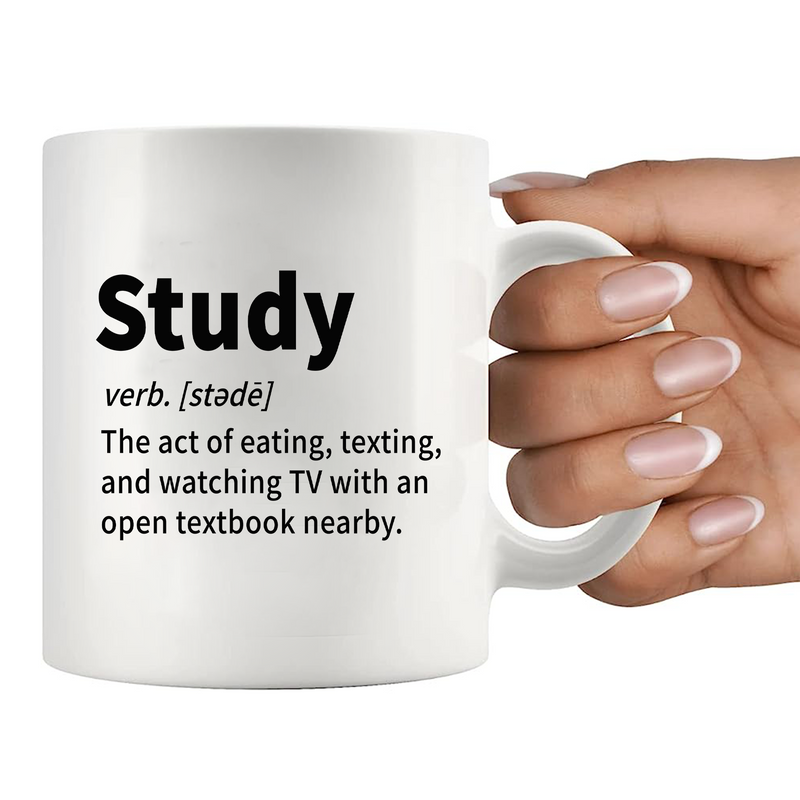 Study Definition Mug Ceramic Coffee Cup 11 oz White.