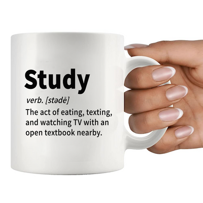 Study Definition Mug Ceramic Coffee Cup 11 oz White