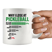 Why I Lose at Pickleball Ceramic Mug 11 oz White - Panvola