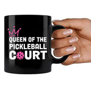 Queen of the Pickleball Court Ceramic Mug 11 oz Black - Panvola