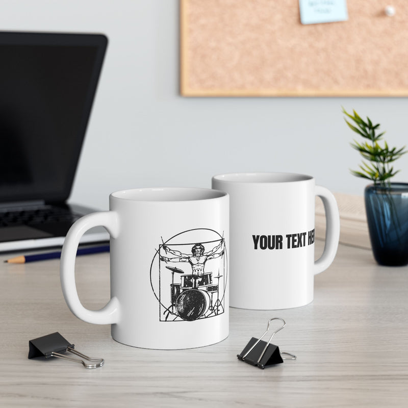 Personalized Da Vinci Drums Ceramic Mug 11 oz White