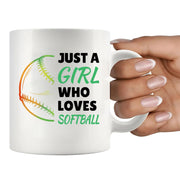 Just A Girl Who Loves Softball Ceramic Mug 11 oz White - Panvola