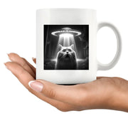 Cat Selfie with UFOs Ceramic Mug 11 oz White - Panvola