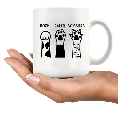 Rock Paper Scissors Ceramic Mug 11 oz White