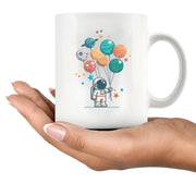 Astronaut Holding Planet Balloons Ceramic Mug 11 oz White - Panvola