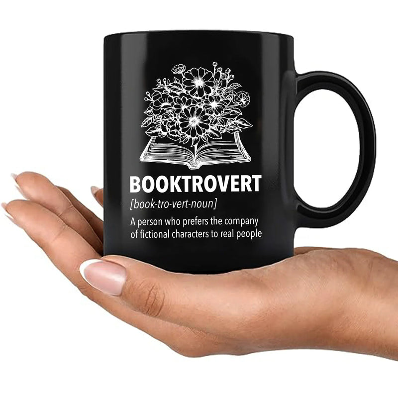 Booktrovert Definition Mug Ceramic Cup 11 oz Black - Panvola