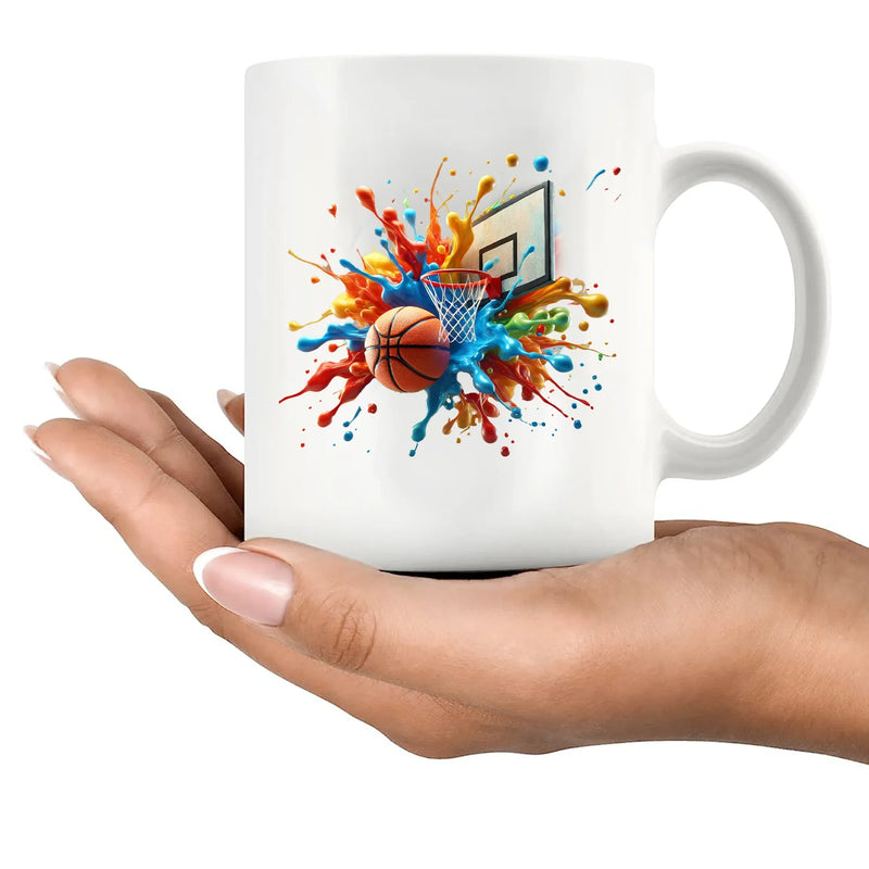 Basketball Tie Dye Color Splash Ceramic Mug 11 oz White - Panvola