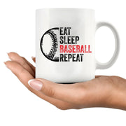 Eat Sleep Baseball Repeat Ceramic Mug 11 oz White - Panvola