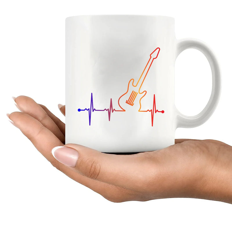 Guitar Heartbeat Ceramic Mug 11 oz White - Panvola