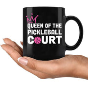 Queen of the Pickleball Court Ceramic Mug 11 oz Black - Panvola
