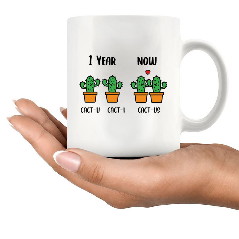 1 Year Cact-U Cact-I Cactus Ceramic Mug 11 oz White