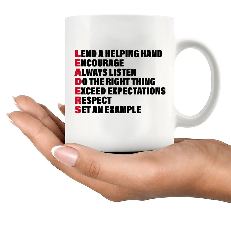 Leaders Acronym Ceramic Mug 11 oz White - Panvola