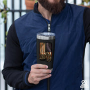 Motorcycle American Flag Motorcycle Gifts Vacuum Insulated Tumbler 20 oz Black - Panvola