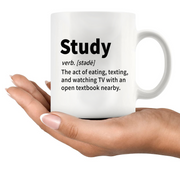 Study Definition Mug Ceramic Coffee Cup 11 oz White.