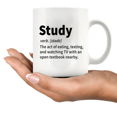 Study Definition Mug Ceramic Coffee Cup 11 oz White