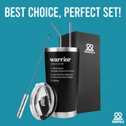 Warrior Definition Cancer Survivor Gifts Vacuum Insulated Tumbler 20 oz Black - Panvola