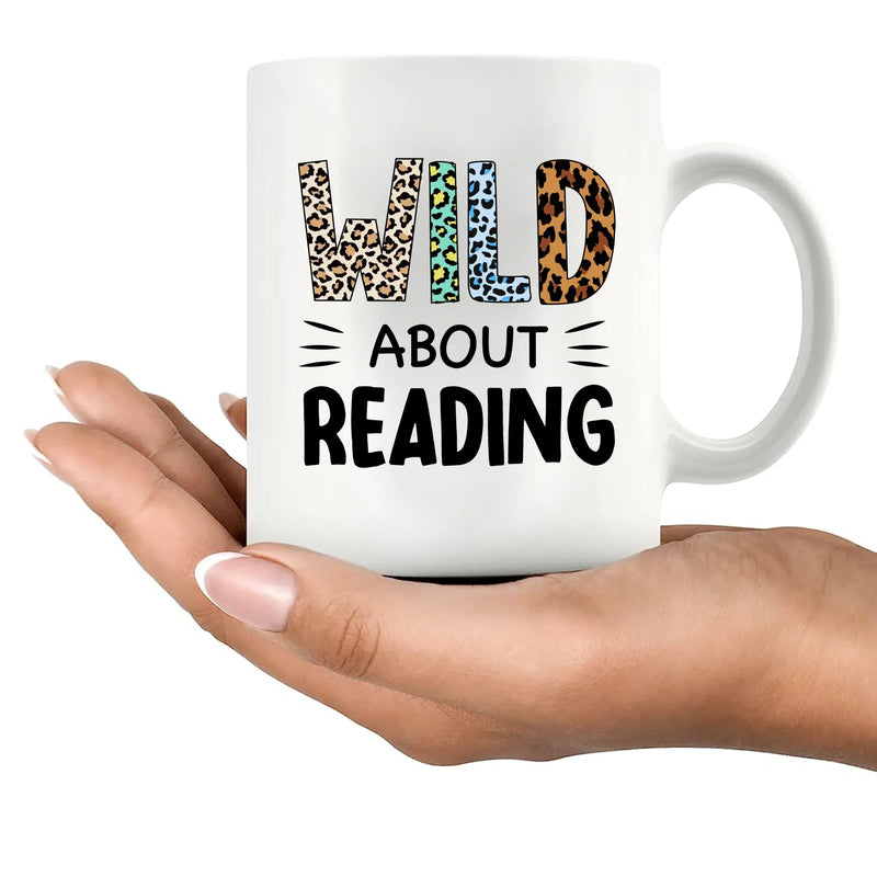 Wild About Reading Ceramic Mug 11 oz White - Panvola