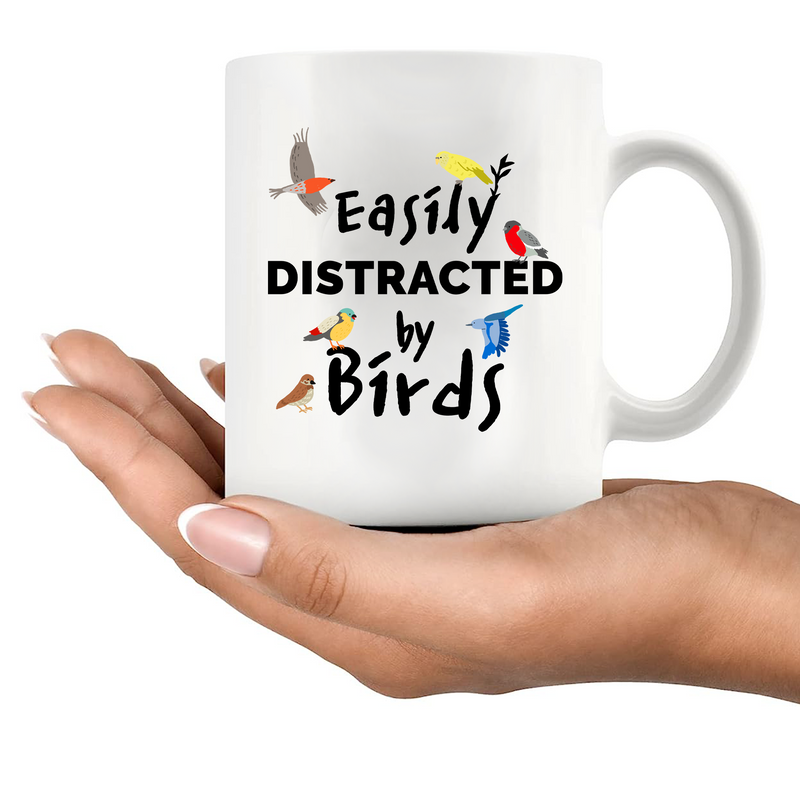 Easily Distracted By Birds Ceramic Mug 11 oz White