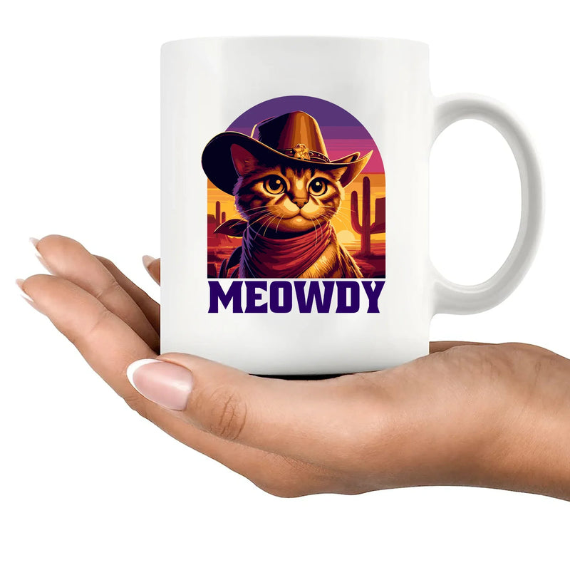 Meowdy Ceramic Mug 11 oz White - Panvola