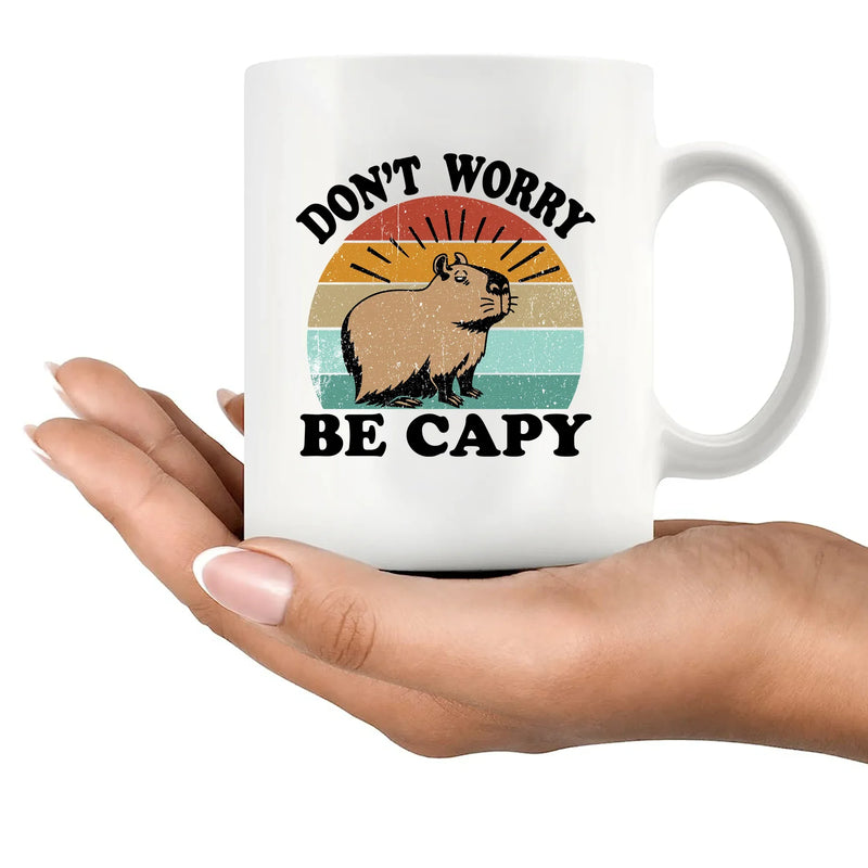 Don't Worry Be Capy Ceramic Mug 11 oz White - Panvola