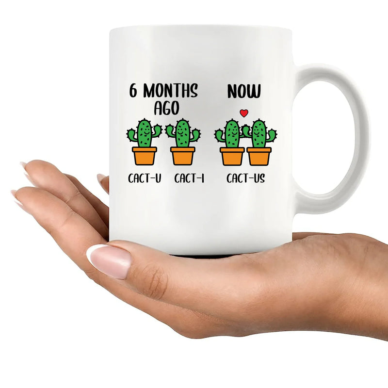 6 Month Anniversary Cactus Ceramic Mug 11 oz White - Panvola