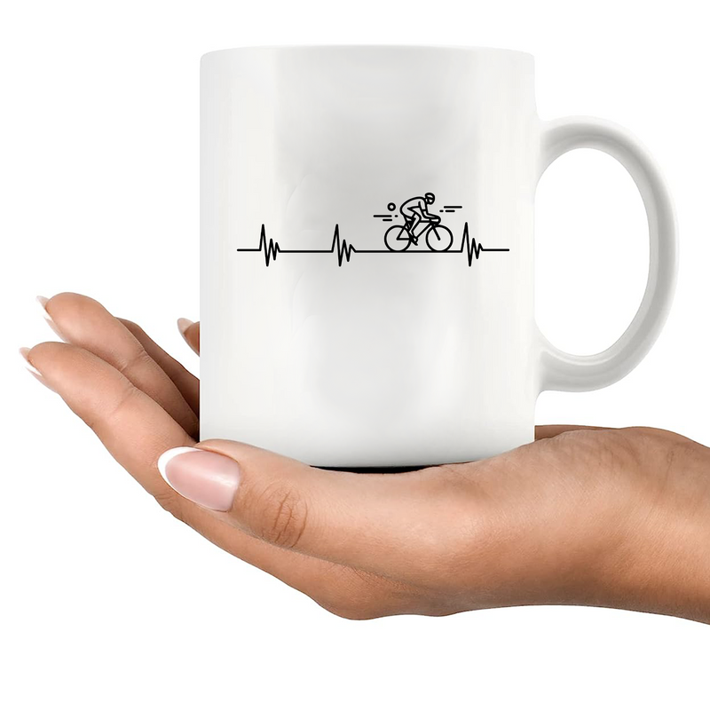 Cycling Heartbeat Ceramic Mug 11 oz White