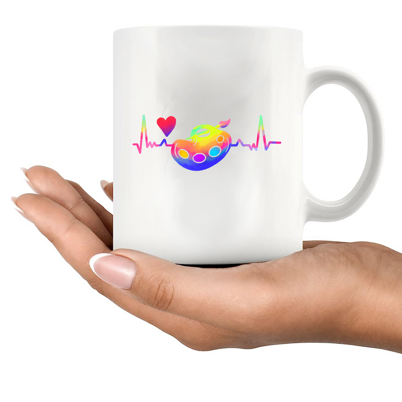 Paint Palette Brush Heart Rate Ceramic Mug 11 oz White