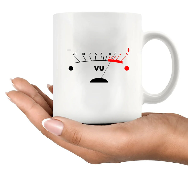 VU Meter Retro Music Ceramic Mug 11 oz White - Panvola