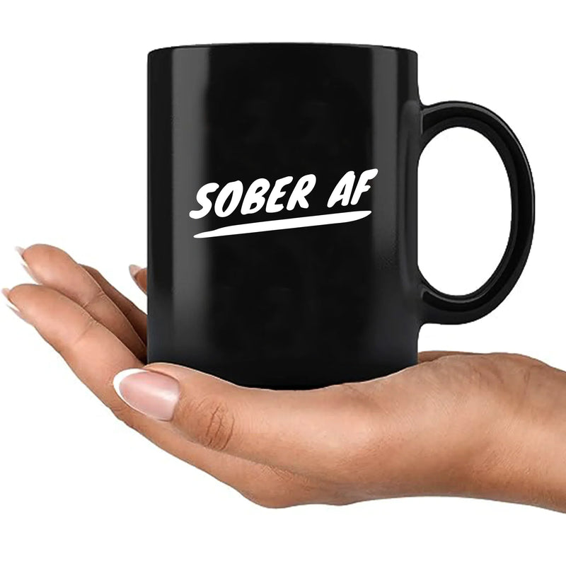 Sober AF Ceramic Mug 11 oz Black - Panvola