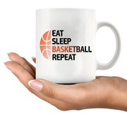 Eat Sleep Basketball Repeat Ceramic Mug 11 oz White - Panvola