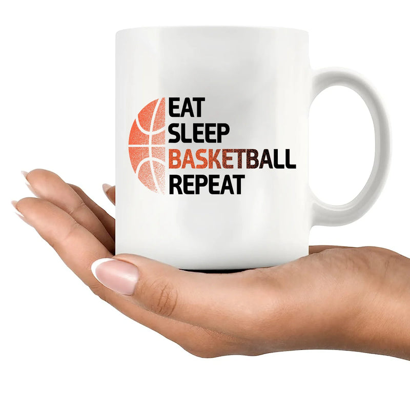 Eat Sleep Basketball Repeat Ceramic Mug 11 oz White - Panvola