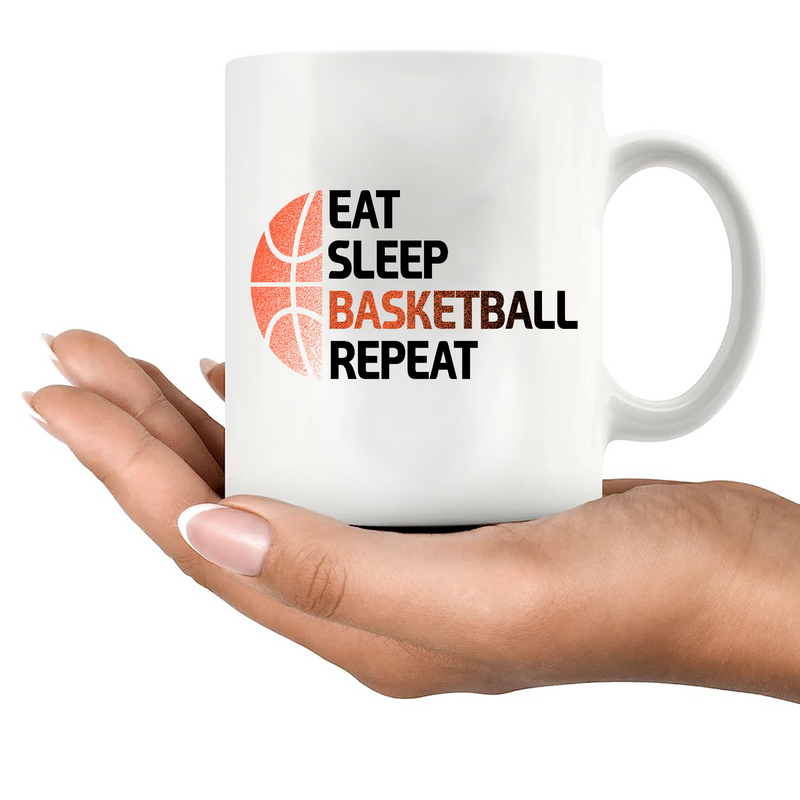 Eat Sleep Basketball Repeat Ceramic Mug 11 oz White