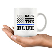 Back The Blue Ceramic Mug 11 oz White - Panvola