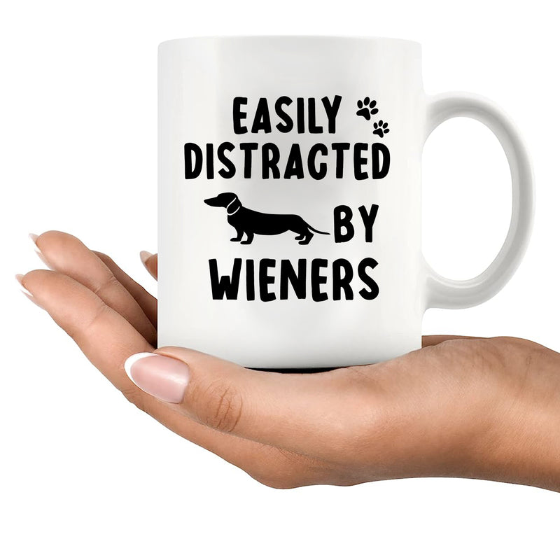 Easily Distracted By Wieners Ceramic Mug 11 oz White.
