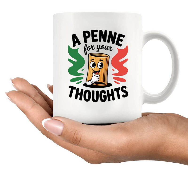 A Penne For Your Thoughts Ceramic Mug 11 oz White
