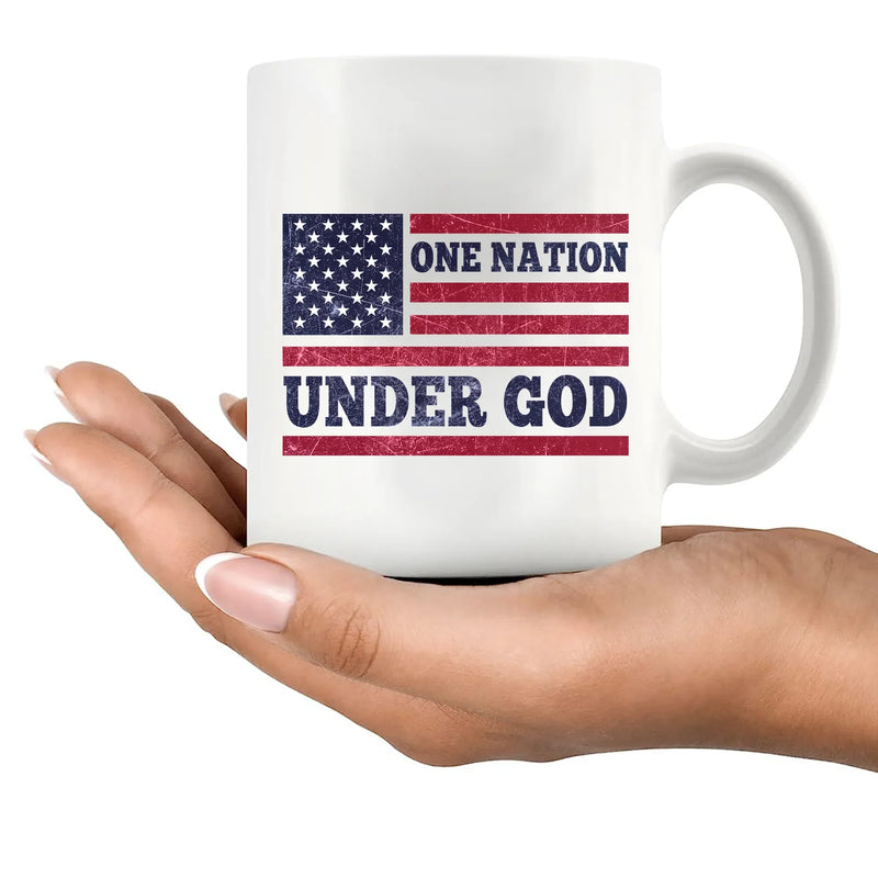 One Nation Under God Ceramic Mug 11 oz White - Panvola