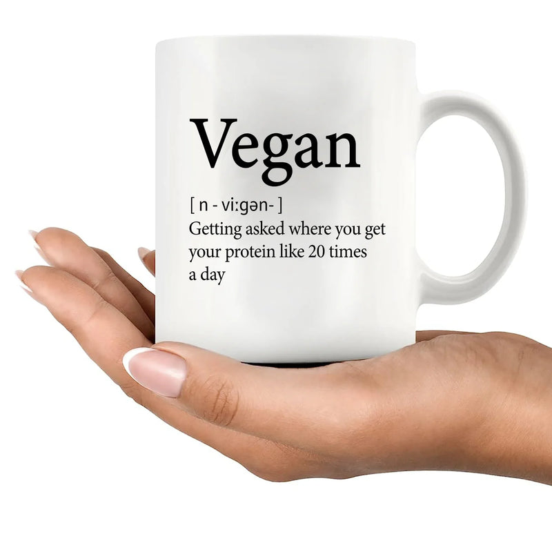 Vegan Definition Mug Ceramic Cup 11 oz White - Panvola